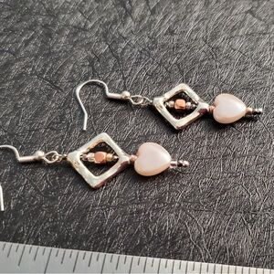 Dangle Earrings, Heart & Diamond Design